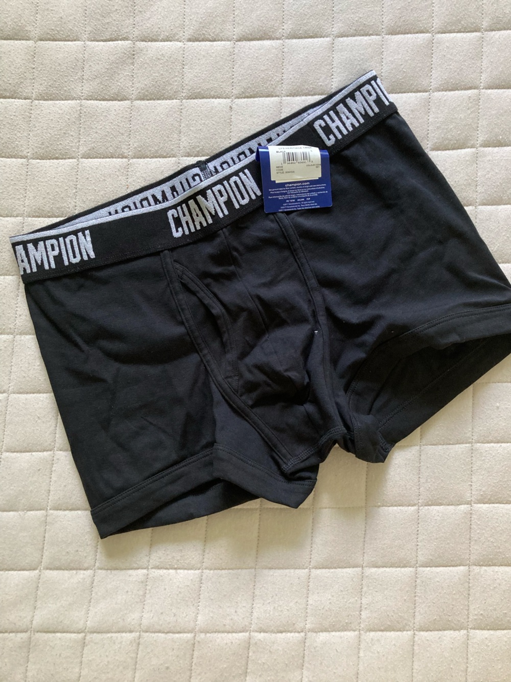 Champion Men’s Black Boxer Briefs/Trunks with White Logo Waistband